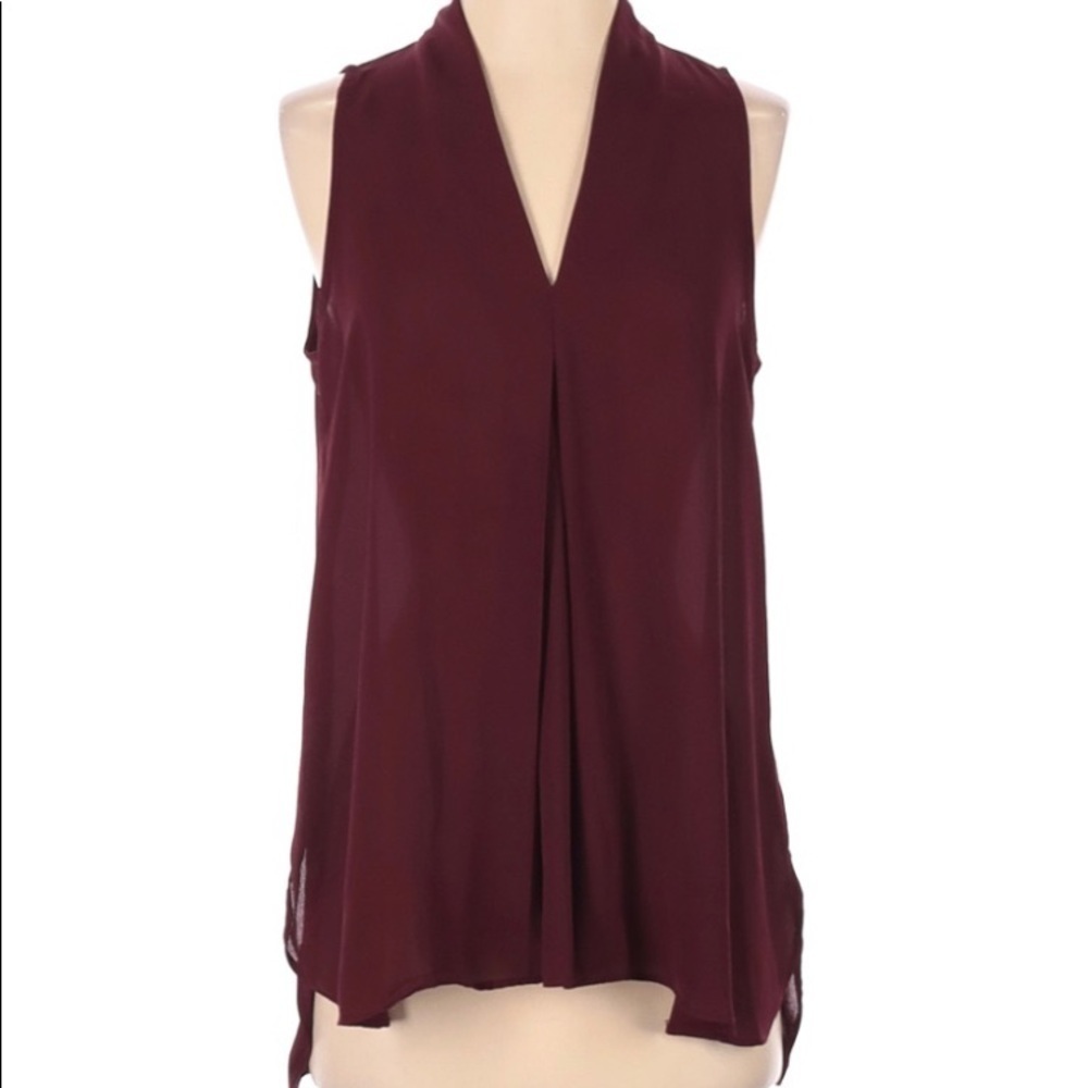 ECI V-NECK SLEEVELESS MAROON CAREER BLOUSE MEDIUM